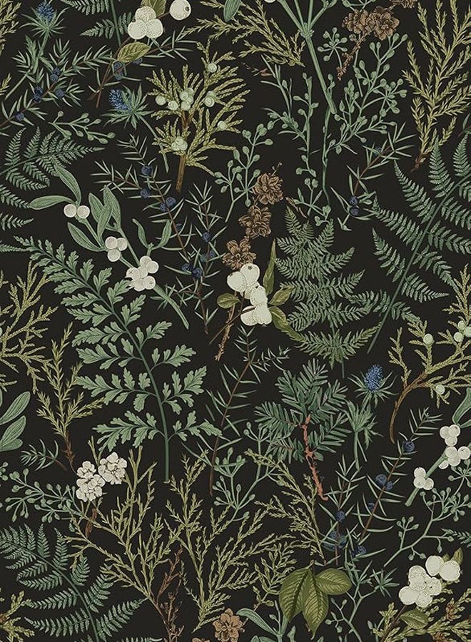 Zeemey Dark Green Fern Botanical Shelf Liner Contact Paper Self Adhesive Vinyl Botanical Drawer Liner Wall Paper for Kitchen Cabinets Dresser Dollhouse Walls Arts Crafts Decal(0.44m*10m) - Image 1